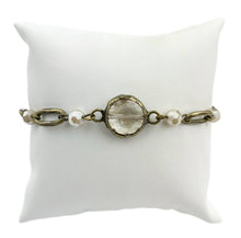  Link Chain Ivory Bracelet w/ Round Crystal