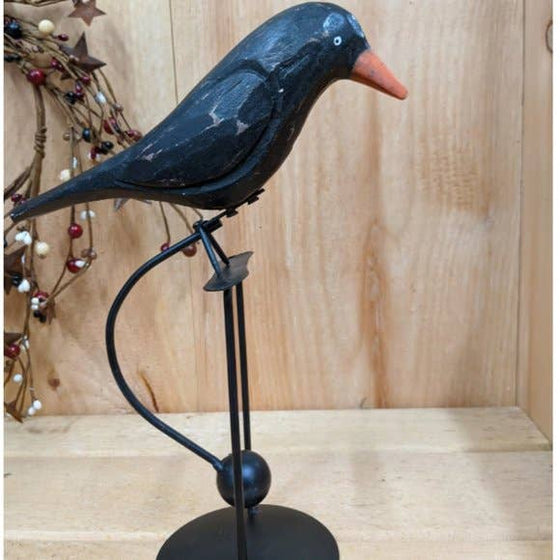 Charming Wooden Crow Tin Balance