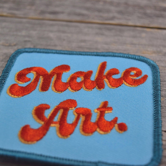 Make Art. Groovy Text Embroidered Patch