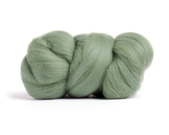 Merino Wool Top Roving, Garden Ivy Green, 1 ounce