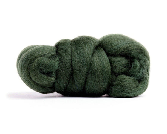 Merino Wool Top Roving, Bottle Green, 1 ounce