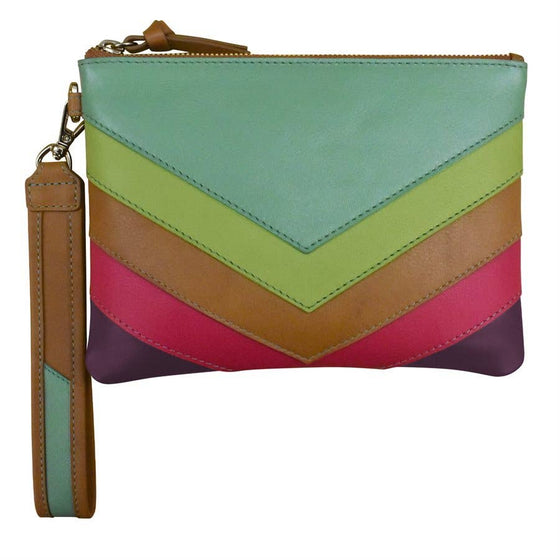 Multi Color Top Zip Wristlet