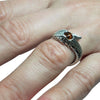 Snake Cognac Amber Silver Adjustable  Ring