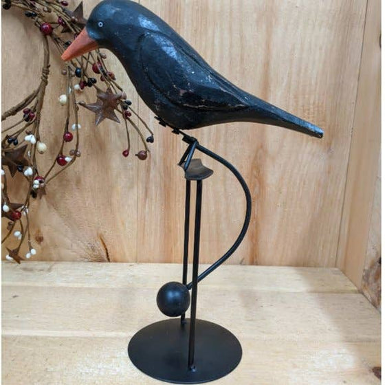 Charming Wooden Crow Tin Balance