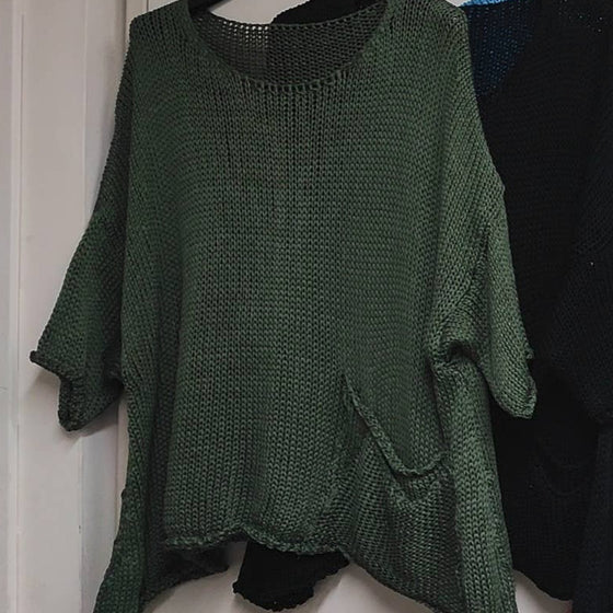 Cotton Pull Over Sweater, 3/4 sleeve