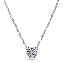  Silver Solitaire 0.45ct Bezel Set Round CZ Necklace