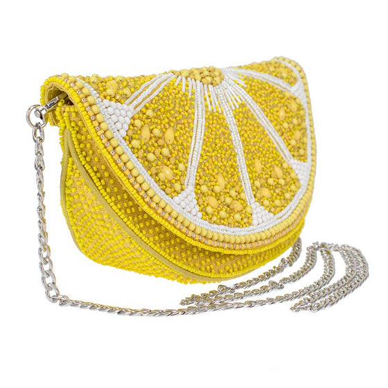 Tart Beaded Lemon Crossbody Handbag