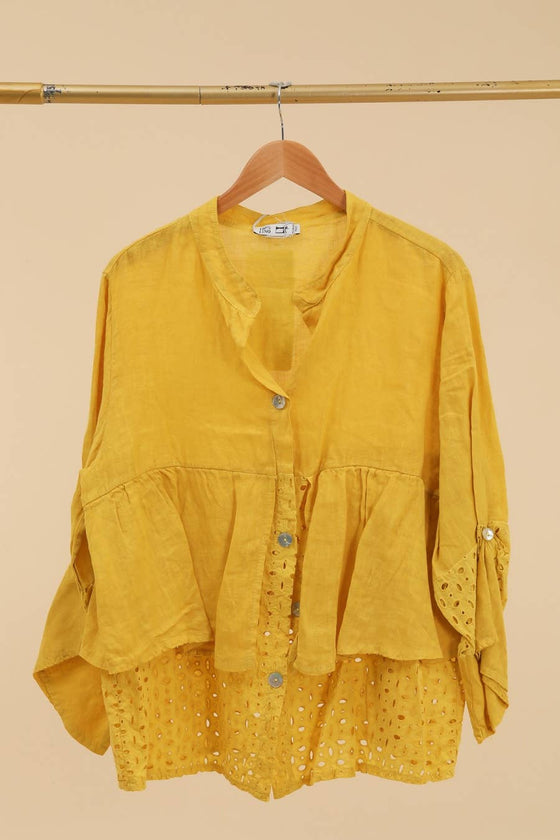 Bell Sleeve Eyelet Blouse