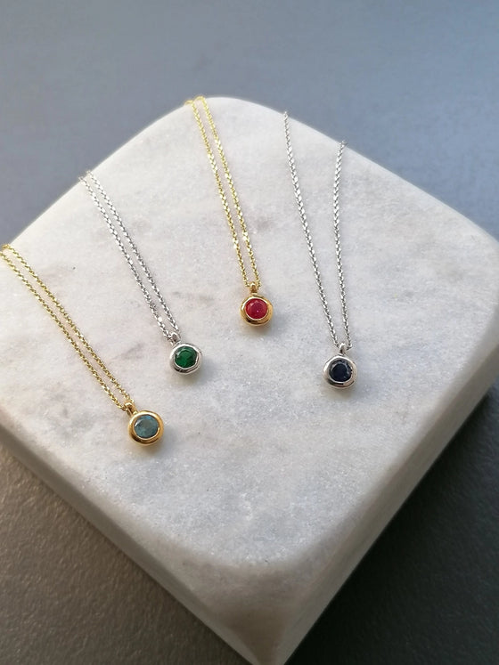 Minimal Sterling Silver Gemstone Necklace