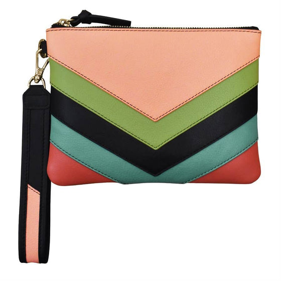 Multi Color Top Zip Wristlet