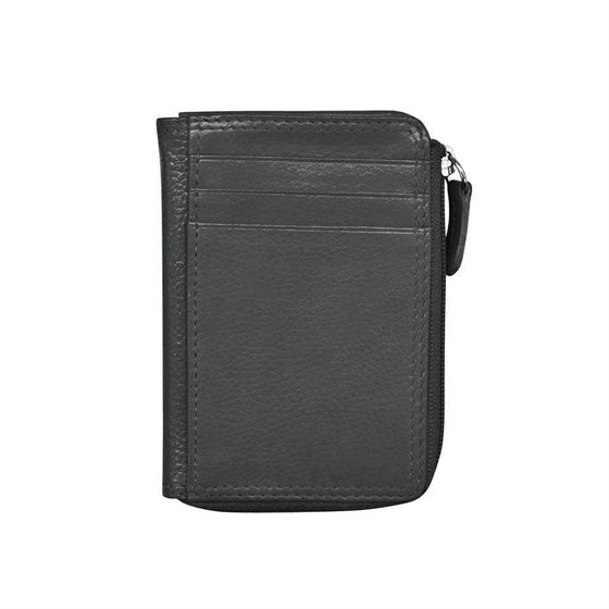 Leather CC/ID Holder with Zip Pocket