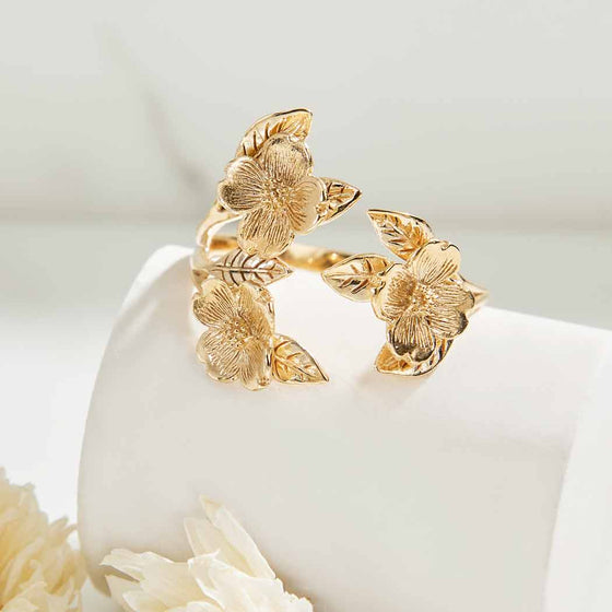 Dogwood Flower and Leaf Ring