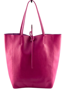  Hot Pink Italian Basic  Leather Tote Bag