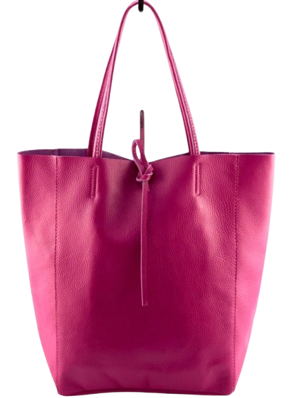 Hot Pink Italian Basic  Leather Tote Bag