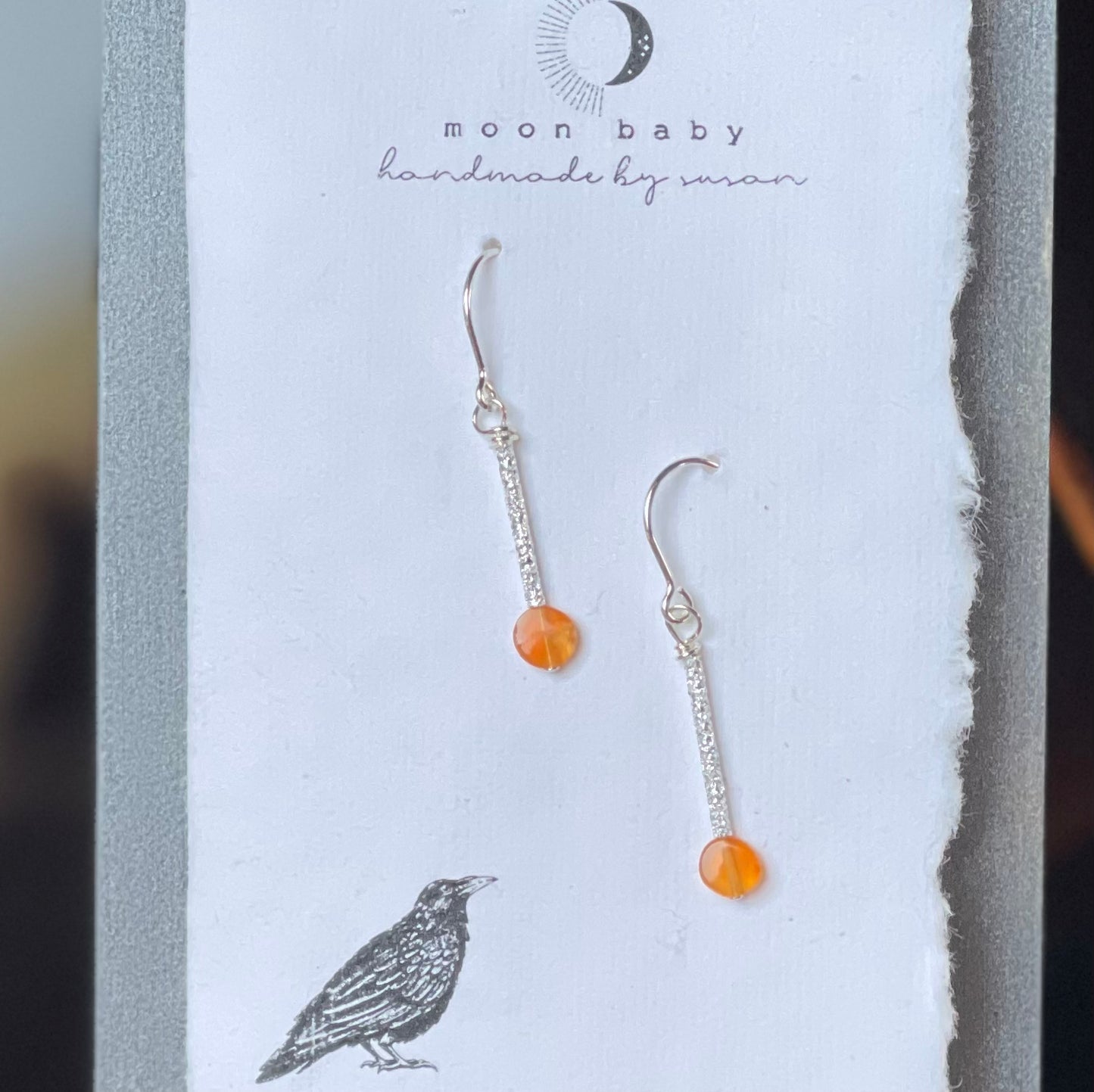 Fire Opal+ Silver Earrings