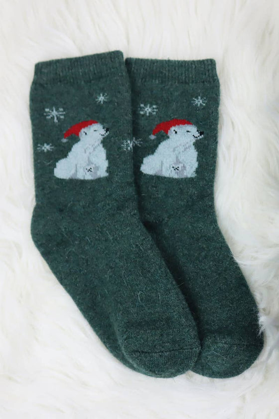 Women’s Winter Thick Wool Knit Crew Socks, Angora Animal