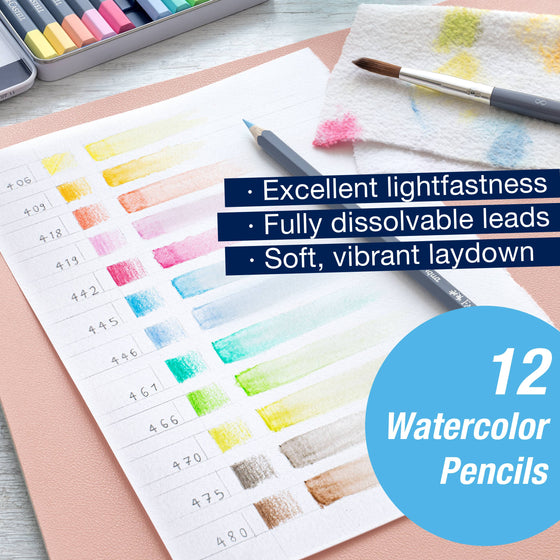 Goldfaber Aqua Watercolor Pencils, Pastels - Tin of 12