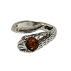 Snake Cognac Amber Silver Adjustable  Ring