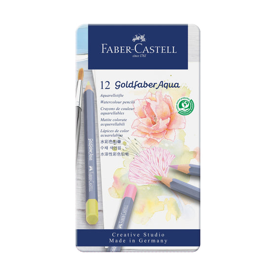 Goldfaber Aqua Watercolor Pencils, Pastels - Tin of 12