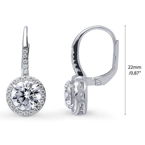 Silver Solitaire 2.5ct Round CZ Leverback Earrings