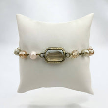  Pink Beige Bracelet with Square Crystal