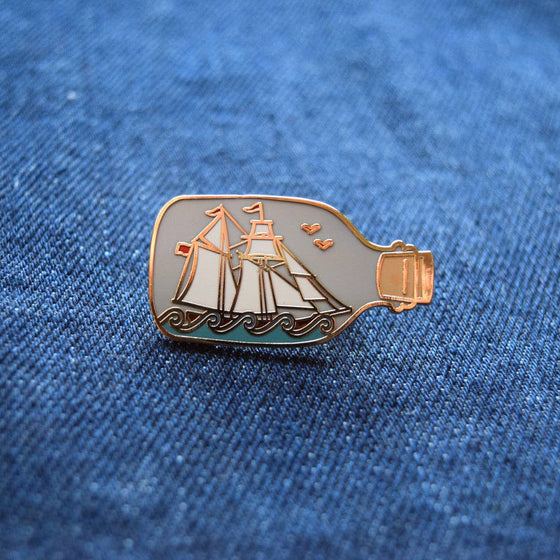 Ship in a Bottle Enamel Pin