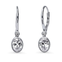  Silver CZ Leverback Earrings