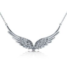  Silver Angel Wings CZ Necklace