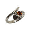 Snake Cognac Amber Silver Adjustable  Ring