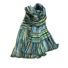  Crinkled Cotton Scarf - Bands Blues