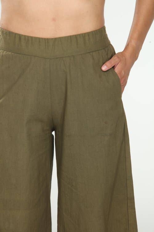 Wide Leg Pull on Pant - Olive