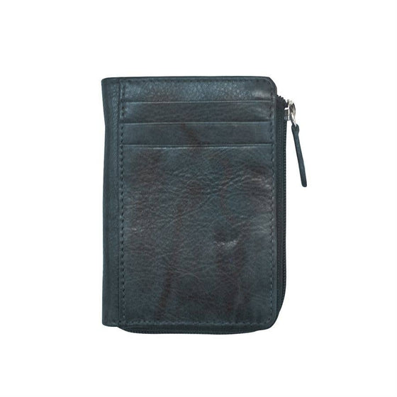 Leather CC/ID Holder with Zip Pocket