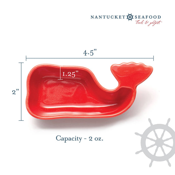 Nantucket Whale Condiment Cups, Red, Set of 4, 1.5-Ounce