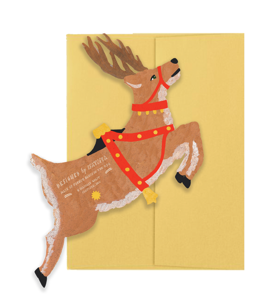 Reindeer Christmas Collection - Die Cut Card