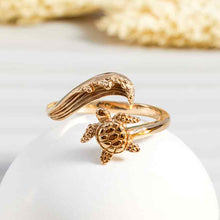  Sea Turtle & Wave Adjustable Ring