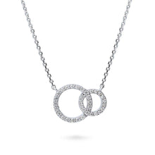  Silver Open Circle Interlocking CZ Necklace