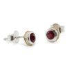 Silver Ruby Stud Earrings with delicate 14 carat gold