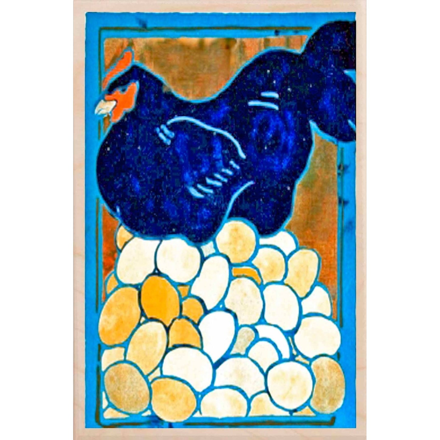 FRENCH HEN wooden postcard / mini print