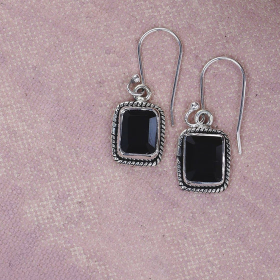 Black Onyx 925 Sterling Silver Dangle Earrings