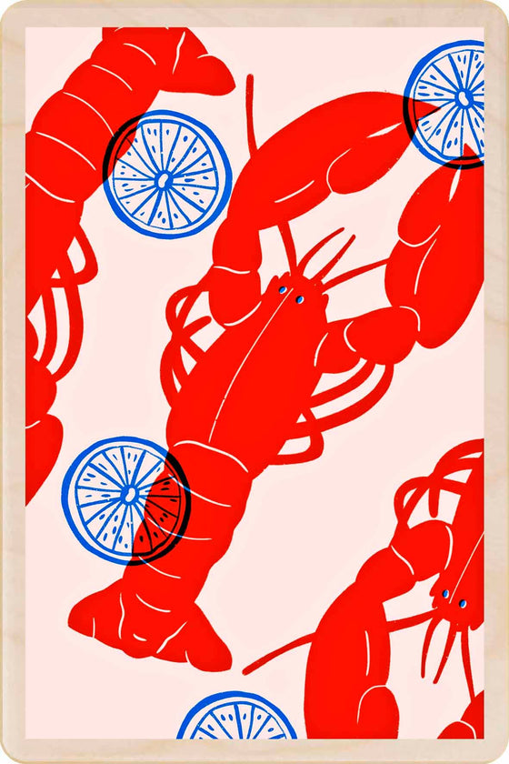 PINK LOBSTER wooden postcard