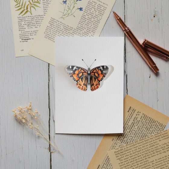 Painted Lady Butterfly 3D Greetings Card