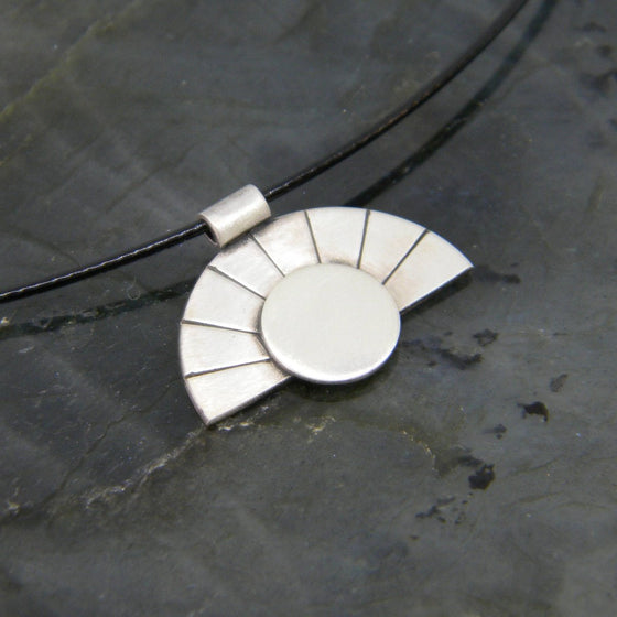 Deco Collection - Half Disc Pendant with Chiseled Pattern