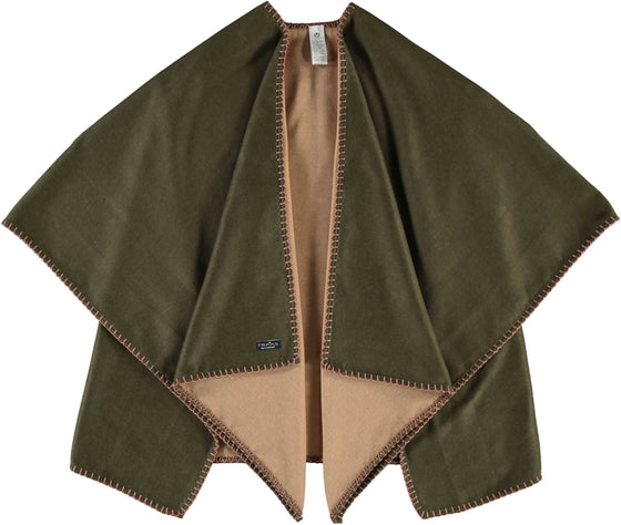 Sustainability Edition Contrast Stich Cashmink® Ruana: Dark olive