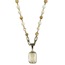  Short Necklace with Square Crystal Pendant